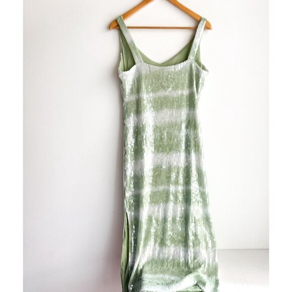 NWT Caroline Constas Dress Midi Slip in Mint Green Ombre Sequins S - Picture 3 of 8
